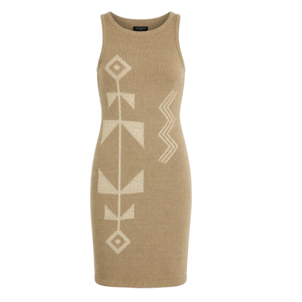 Lauren Ralph Lauren Womens PS Tan Cream Aztec Sleeveless Knit Dress